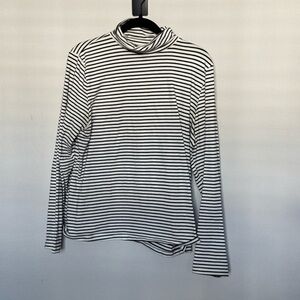 Striped Black and White Turtleneck Top